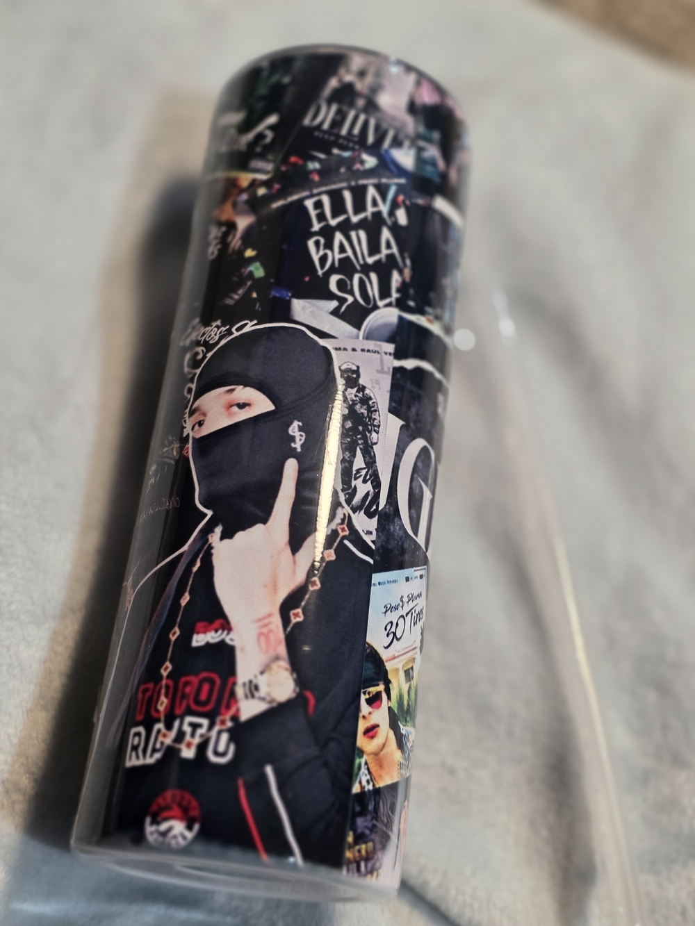 Black Peso Pluma Tumbler With Straw